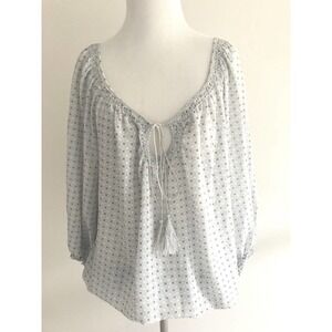 Max Studio | Blouse Size M Chiffon Off Shoulder Bubble Hem Loose Top Blue